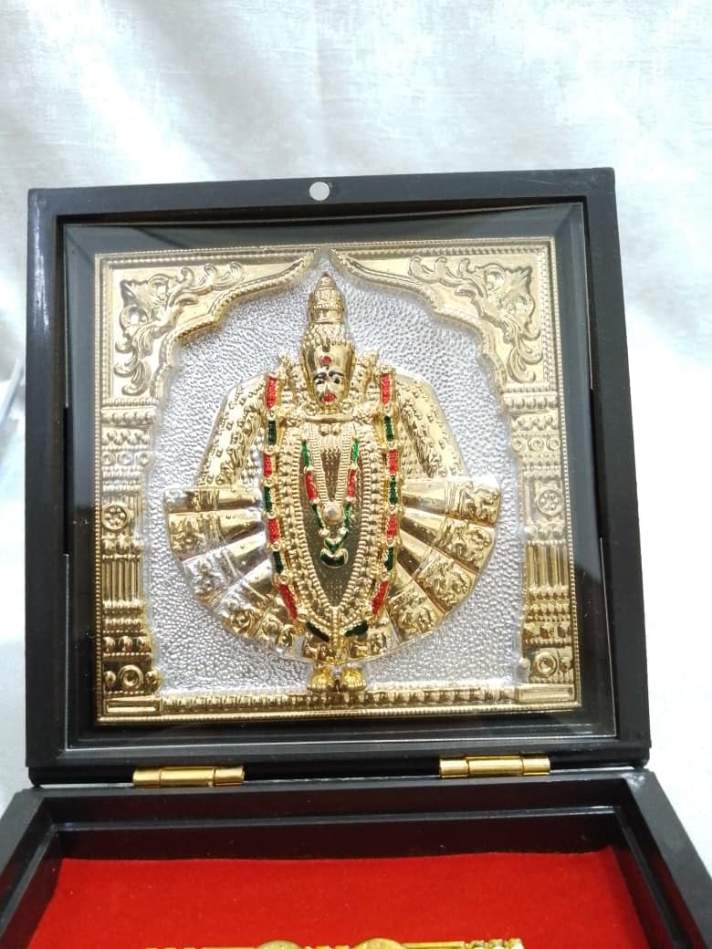Buy Tulja Bhavani Charan Paduka Box, Gold Plated, Brown and Golden